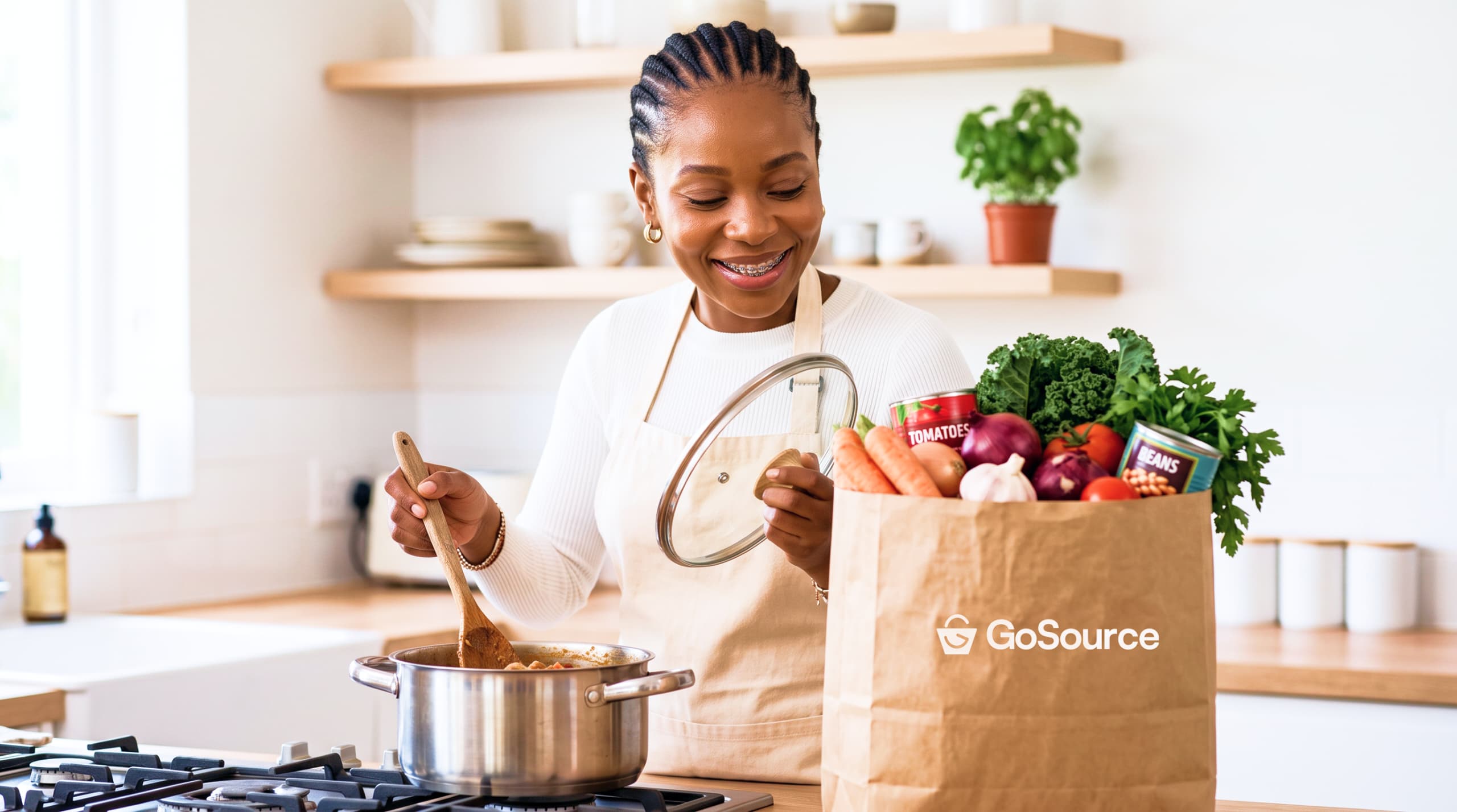 Cooking at home with a fresh GoSource grocery haul